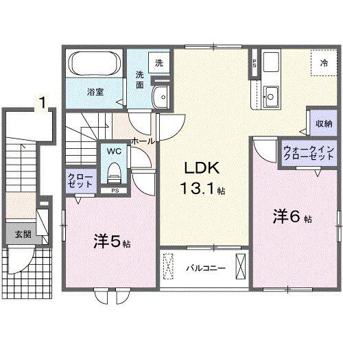 KAUNIS(2LDK/2階)の間取り写真