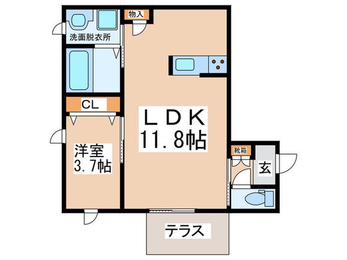 ラヴィ烏山(1LDK/1階)の間取り写真