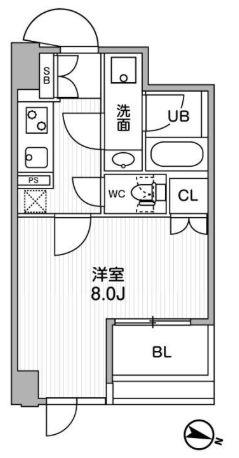 東神田テラスレジデンス(1K/11階)の間取り写真