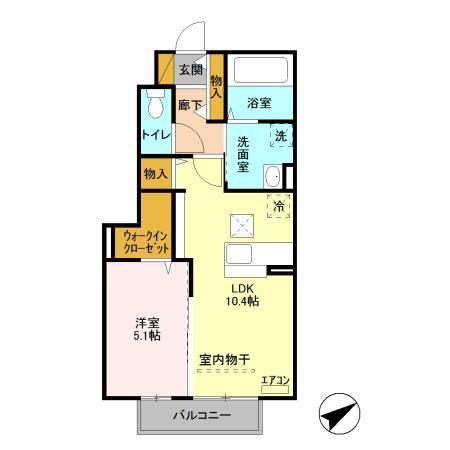 ベラ フェリシア(1LDK/1階)の間取り写真