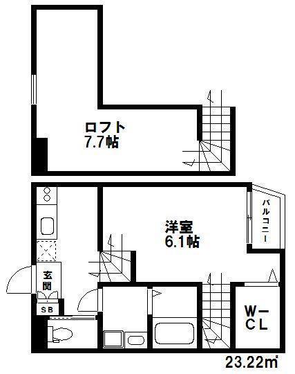 SORRISO RIVER TERRACE(1K/1階)の間取り写真