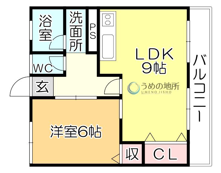 大野ビル(1LDK/4階)の間取り写真