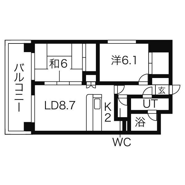 リゾルテ中央(2LDK/8階)の間取り写真