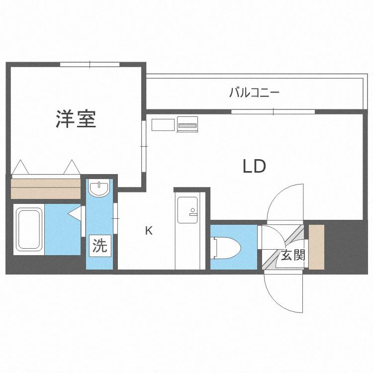 リュクス山鼻(1LDK/4階)の間取り写真
