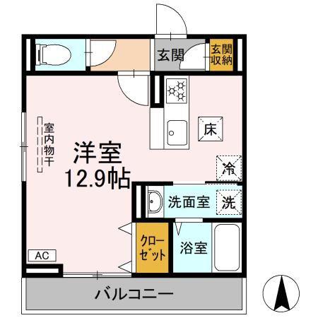 ラ・ルーチェ(ワンルーム/1階)の間取り写真