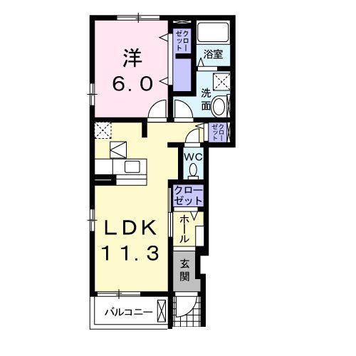 まちうえ(1LDK/1階)の間取り写真