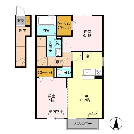 アピオンA(2LDK/2階)の間取り写真