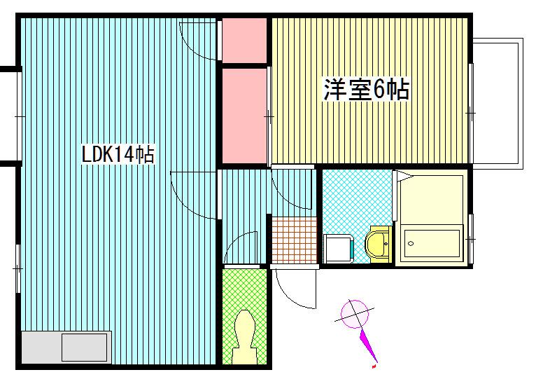 根本ハイツ(1LDK/3階)の間取り写真