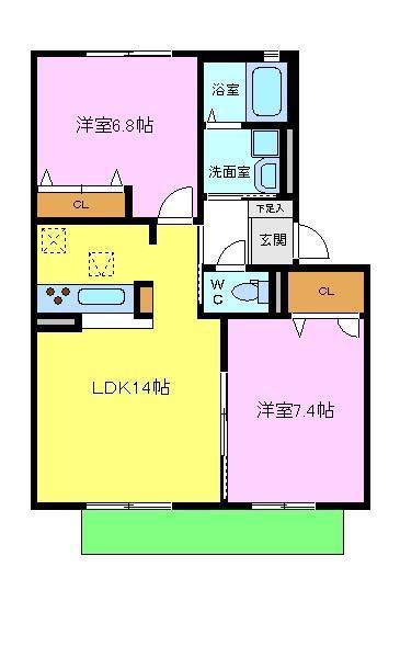 カーサKOYOMO(2LDK/2階)の間取り写真