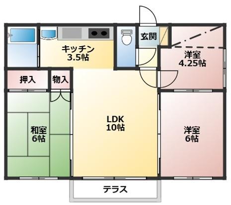コーポ山口(3LDK/1階)の間取り写真