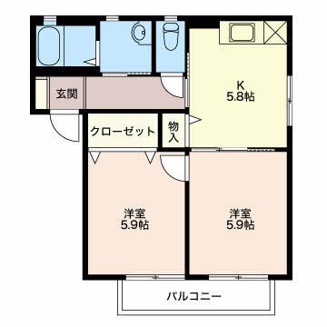 ユーロミニアム B(2K/2階)の間取り写真