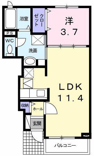ワイズ ハウス(1LDK/1階)の間取り写真