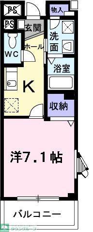 エスポワール秋川(1K/3階)の間取り写真