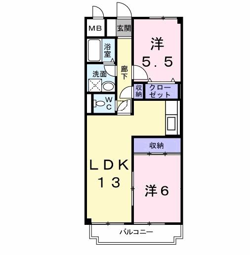 セピア辻井横小路(2LDK/6階)の間取り写真