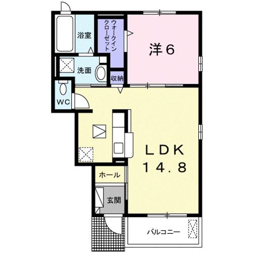アプリコットガーデン(1LDK/1階)の間取り写真