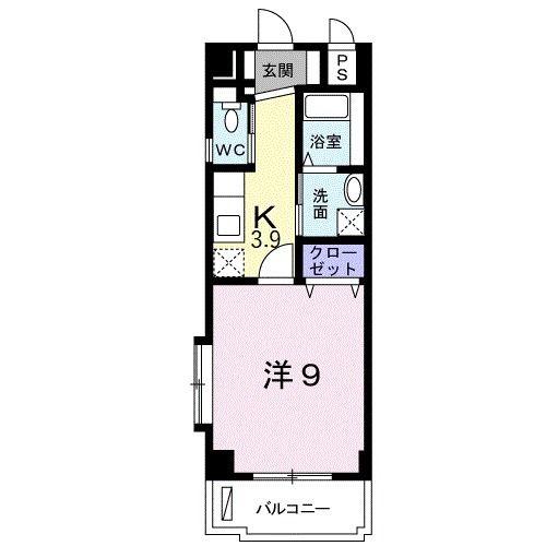 K・N・R(1K/2階)の間取り写真