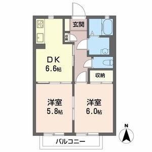 ウィングコートA棟(2DK/2階)の間取り写真