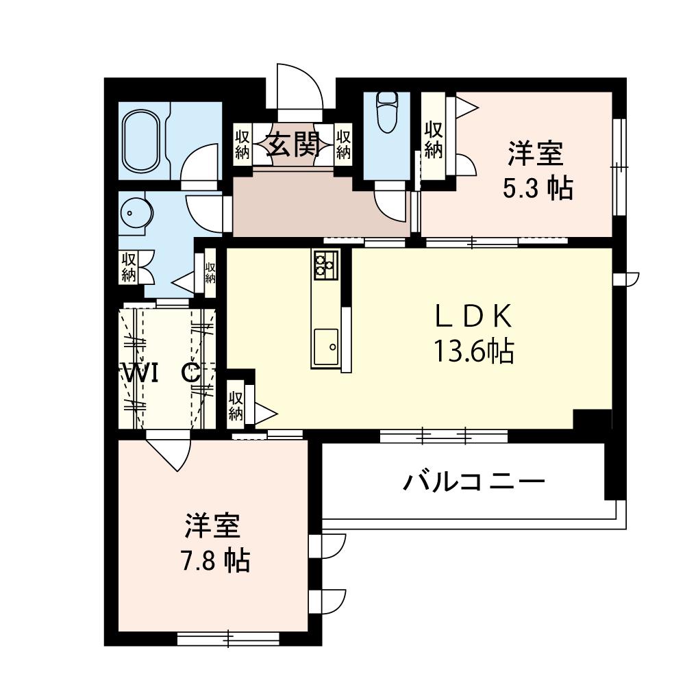 ウィステリア若松町(2LDK/3階)の間取り写真