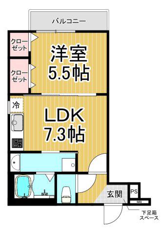 フジパレス西宮甲東園1番館(1DK/1階)の間取り写真