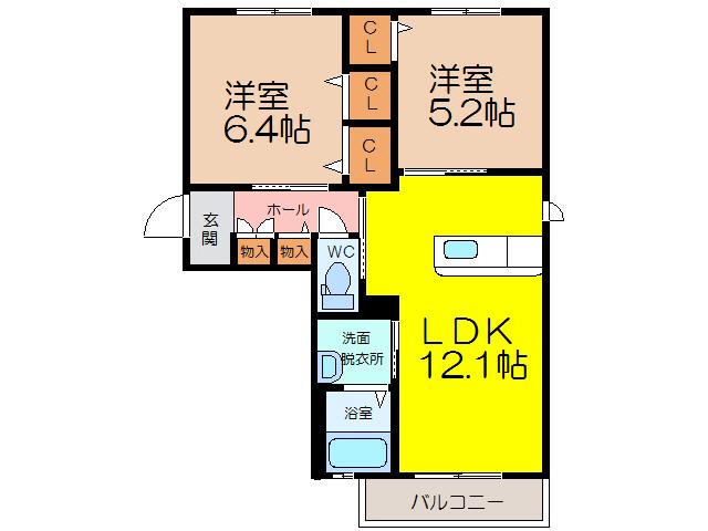 フェアリーII(2LDK/1階)の間取り写真