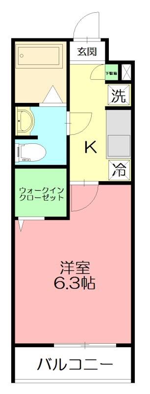 ファイブスター東海 C棟(1K/1階)の間取り写真