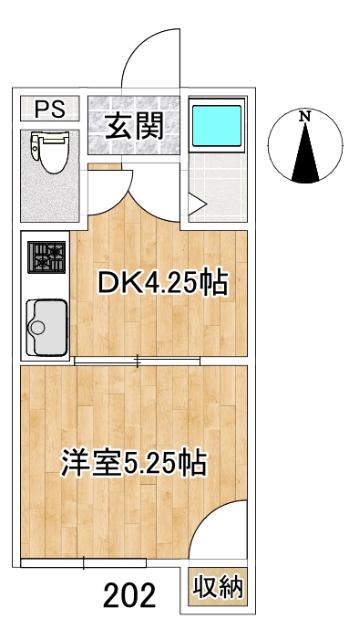 スプルート16(1DK/2階)の間取り写真