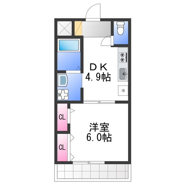 ハイネII番館(1DK/2階)の間取り写真