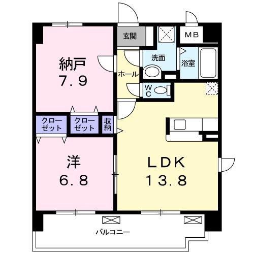 サニーレジデンス ファースト(2LDK/5階)の間取り写真