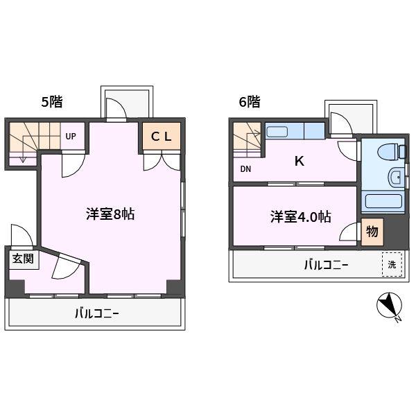 第2小野ビル(2K/5階)の間取り写真