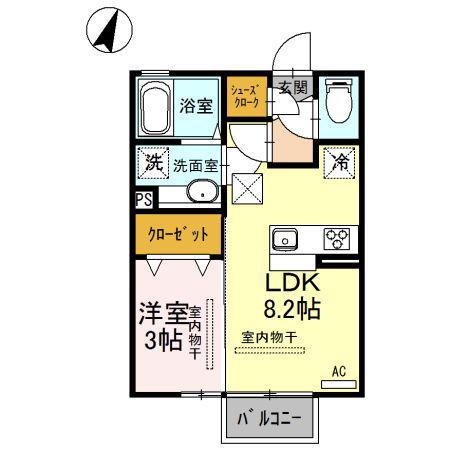 カサ・デ・プラセール(1LDK/1階)の間取り写真