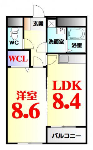 清水町MAマンション(1LDK/3階)の間取り写真