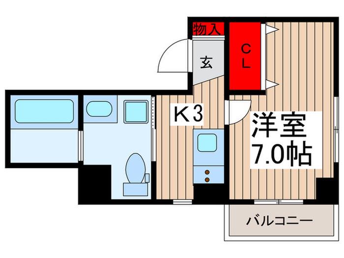 バージュアル浦和イースト(1K/4階)の間取り写真
