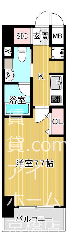 URBANLINK森小路駅前(1K/10階)の間取り写真