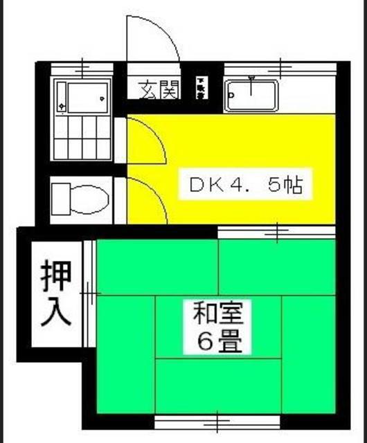 第1ハウスとき(1K/1階)の間取り写真