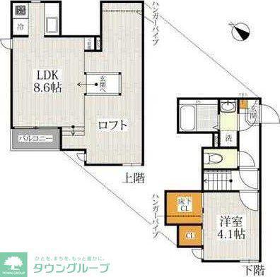 CB浦和美園エルジュ(1LDK/1階)の間取り写真