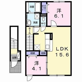 モンレーヴ豊岡(2LDK/2階)の間取り写真
