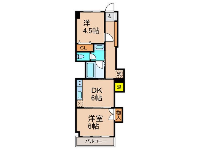 蒲田フラワーマンションB棟(2DK/4階)の間取り写真
