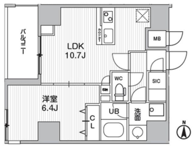 WEAVE BASE -UENO ノース上野ノース(1LDK/9階)の間取り写真