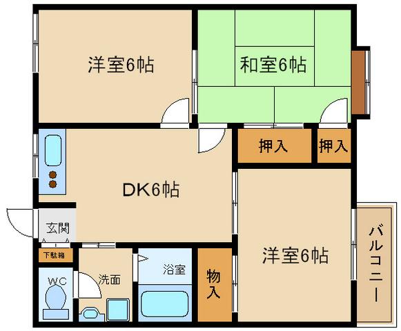ロイヤルハイツ福田(3DK/1階)の間取り写真