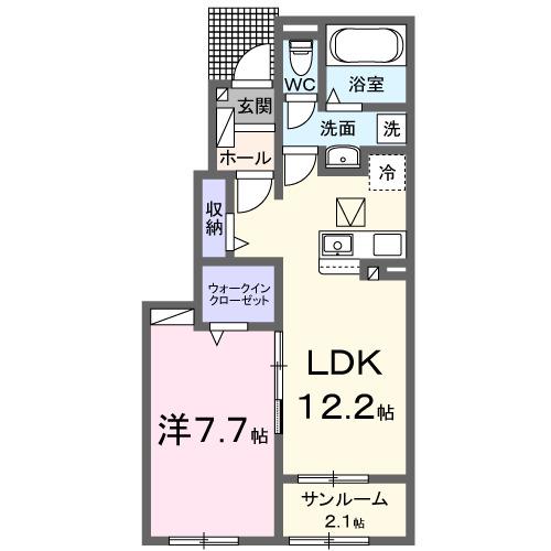 ルルオブ コノノ プログレッソ(1LDK/1階)の間取り写真