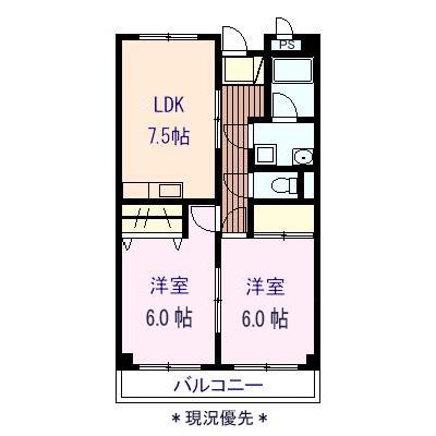 リンピア泉(2LDK/2階)の間取り写真