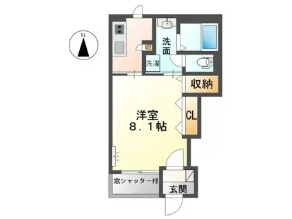 グラシアスII(1K/1階)の間取り写真