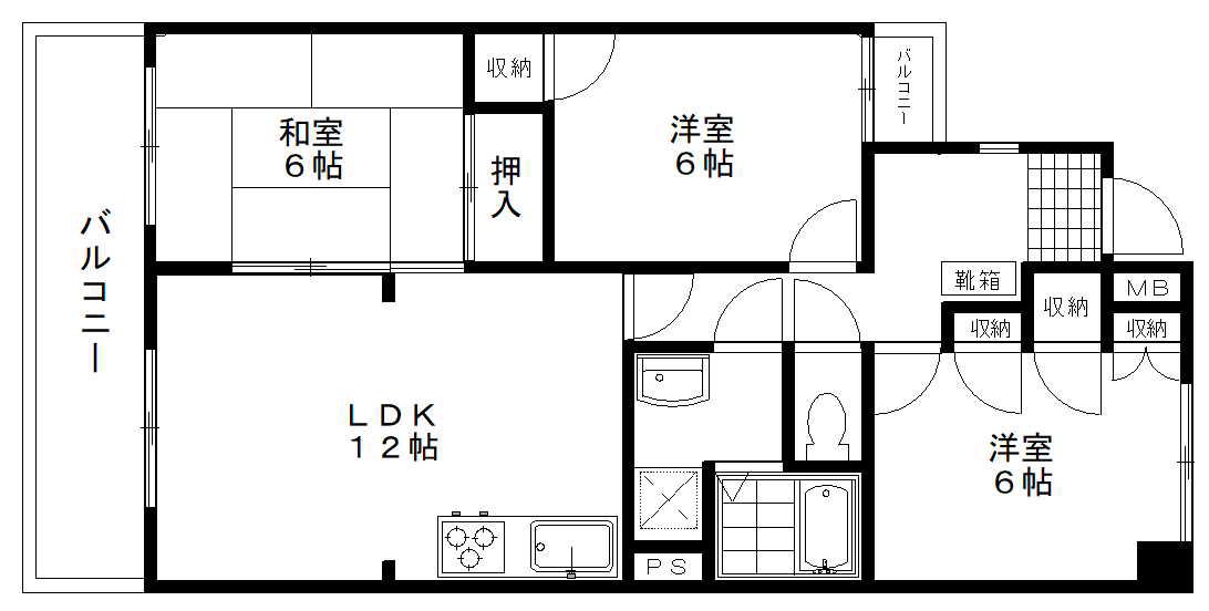 ファミール千里丘(3LDK/2階)の間取り写真