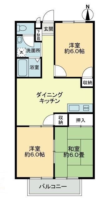 フォブール上里(3DK/2階)の間取り写真