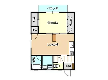 ハイツ藤塚(1LDK/1階)の間取り写真