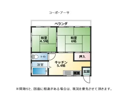 コーポ・アーサ(2DK/2階)の間取り写真
