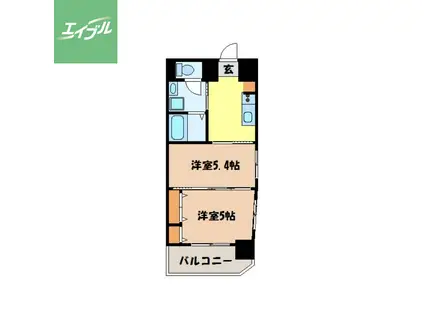 スカイコート西山(2K/6階)の間取り写真