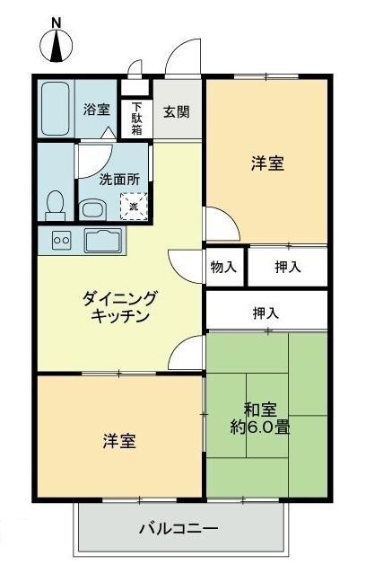 フォブール大井B(3DK/2階)の間取り写真