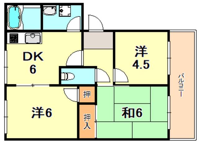 ドミール北舞子(3DK/2階)の間取り写真