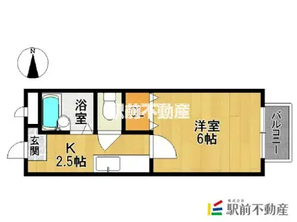 キャッスル若宮(1K/2階)の間取り写真